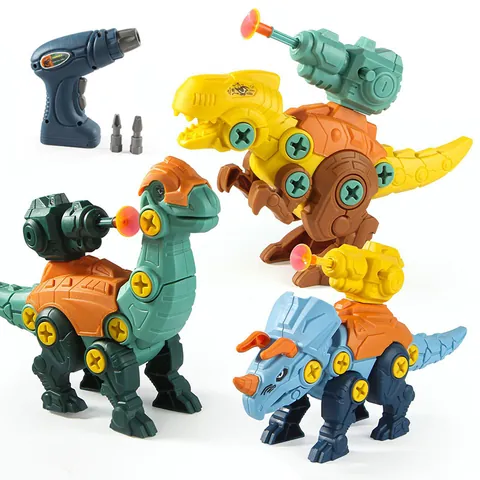 Giocattolo Educativo Fai-da-te Dinosauro da Smontare Set di Costruzioni Con Trapano Elettrico Kit di Apprendimento Bambini