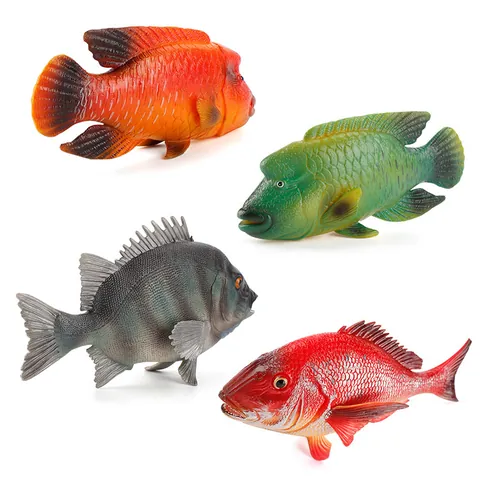 Realistic Sea Animal Simulation Fish Models Plastic Red Snapper Stone Snapper Humphead Wrasse Figurine For Kids Education Home Decor