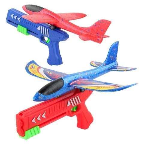 Lanceur d'Avion en Mousse EPP Jouet pour Enfants Lancement par un Bouton Planeur de Catapulte Jeu de Sport Intérieur Extérieur Cadeau Garçons Filles