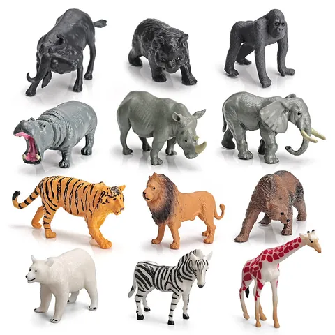 Figuras de Animales Salvajes Realistas de Plástico Mini Safari Selva Zoo Animales de Juguete para Niños Aprendizaje Educativo Regalo