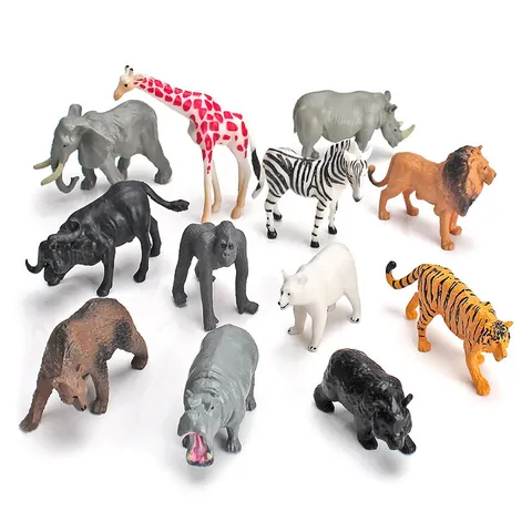 Figuras de Animales Salvajes Realistas de Plástico Mini Safari Selva Zoo Animales de Juguete para Niños Aprendizaje Educativo Regalo