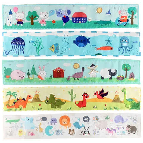 Double Sided Baby Cloth Book Crib Bumper Early Education Toy Soft Animal Alphabet Cognition Bumper For Newborn Toddler