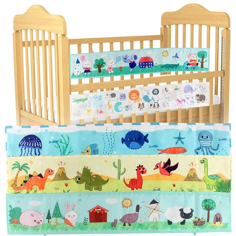 Double Sided Baby Cloth Book Crib Bumper Early Education Toy Soft Animal Alphabet Cognition Bumper For Newborn Toddler