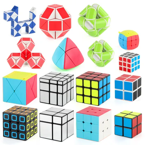 Educational Magic Cube Set Mirror Cube Magic Snake Puzzle For Children Intellectual Brain Teasers Gift Box Kids Toys