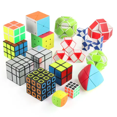 Educational Magic Cube Set Mirror Cube Magic Snake Puzzle For Children Intellectual Brain Teasers Gift Box Kids Toys