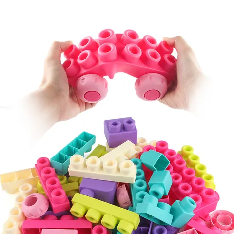 Large Particle Soft Rubber Building Blocks Macaron Colors Educational Early Learning DIY Toys For Babies Toddlers Soft Squeeze Blocks