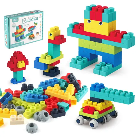 Blocchi da Costruzione in Gomma Morbida a Grandi Particelle Giocattolo Educativo per la Prima Infanzia per Bambini Flessibile