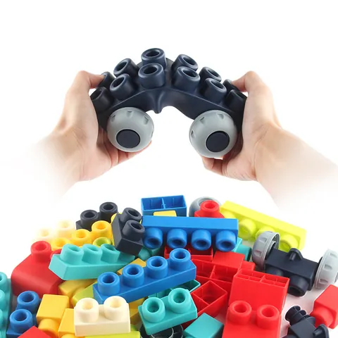 Blocchi da Costruzione in Gomma Morbida a Grandi Particelle Giocattolo Educativo per la Prima Infanzia per Bambini Flessibile