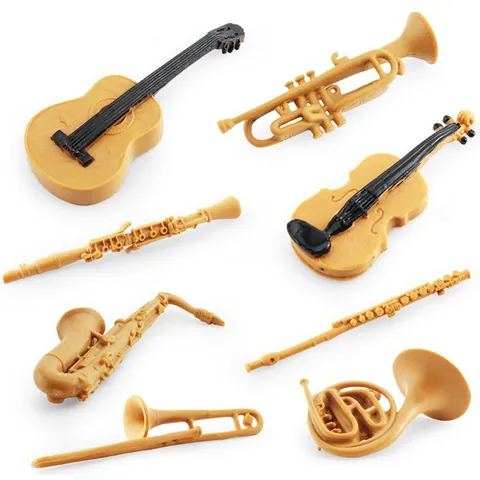 Miniature Musical Instrument Realistic Violin Guitar Saxophone Trumpet Trombone Flute French Horn Clarinet Decor Toy Kids Gift