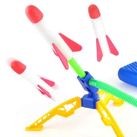 Jouet Lance-Fusée à Air pour Enfants Avec Fusées en Mousse Flash LED Pompe à Pied pour Jeux de Plein Air Garçons Filles