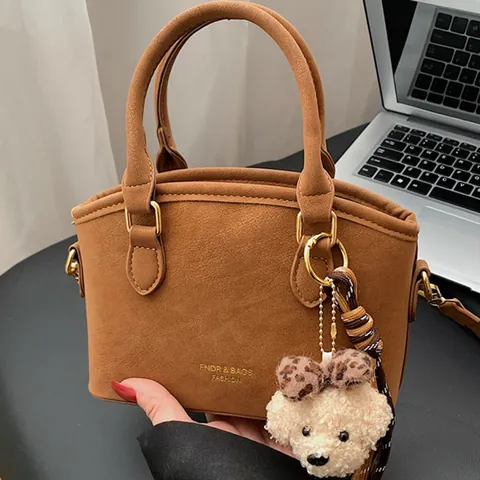 Vintage Matte PU Leather Small Square Crossbody Bag Women Top Handle Satchel Removable Strap Chic Daily Shoulder Handbag