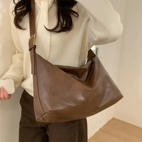 Damen Große Kapazität Retro PU Leder Umhängetasche Minimalistische Hobo Tote Crossbody Tasche Für Den Täglichen Weg Vielseitige Messenger Tasche