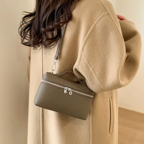 Women Retro PU Leather Box Crossbody Bag Minimalist Litchi Texture Top Handle Handbag Daily Commute Shoulder Bag