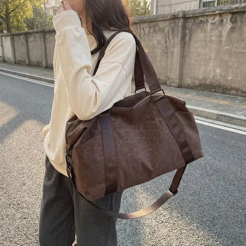 Borsa da Viaggio Leopardata da Donna Grande Capacità in Pelle PU Urban Semplice Borsa a Tracolla Casual Palestra Borsa a Mano per Weekend