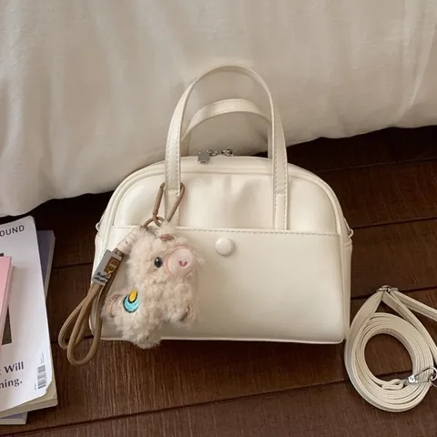 Bolso Bandolera de Cuero PU Vintage para Mujer Bolso de Cubo Minimalista Urbano Color Sólido Bolso de Hombro Con Correa