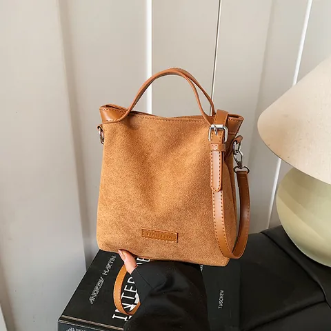 Sac Bandoulière Vintage en Suédine pour Femme Mode Printanière Boutique Polyvalente Petit Sac à Main Carré Bandoulière Réglable