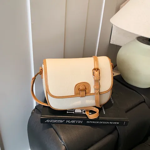 Borsa a Tracolla Vintage Western Colorblock da Donna Cuciture a Contrasto Chiusura in Metallo Messenger Chic Borsa da Pendolare