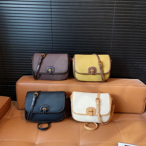 Borsa a Tracolla Vintage Western Colorblock da Donna Cuciture a Contrasto Chiusura in Metallo Messenger Chic Borsa da Pendolare