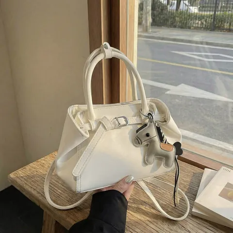 Damen Mode PU Leder Kelly Handtasche Mit Pferdeanhänger Gürtelschnalle Umhängetasche Für Den Täglichen Weg Büro Dame