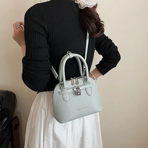 Dames Gekorreld PU Leer Schelptas Vintage Slot Decor Handtas Crossbody Tas Mode Casual Woon-werkverkeer Dagelijks Kantoor Handtas