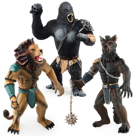 Simulation Werewolf Lion Warrior Action Figure Model Solid Plastic Mythical Creature Animal Ornament For Collection Gift