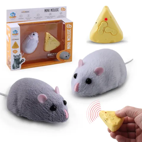 Infrared Remote Control Mouse Toy Simulation Plush Plastic Rotating Interactive Movement For Cats Kids Novelty