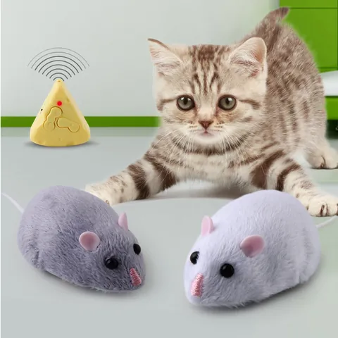 Infrared Remote Control Mouse Toy Simulation Plush Plastic Rotating Interactive Movement For Cats Kids Novelty