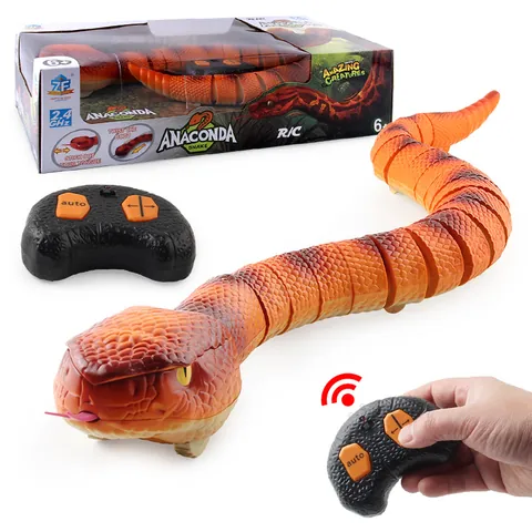 Remote Control RC Anaconda Snake Toy Realistic Segmented Python With 2.4GHz Controller For Kids Prank Gift Orange Brown