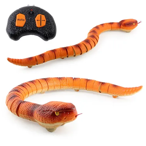 Remote Control RC Anaconda Snake Toy Realistic Segmented Python With 2.4GHz Controller For Kids Prank Gift Orange Brown