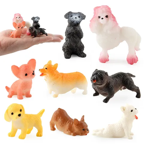 Simulazione Mondo Animale Miniatura Cane Animale Domestico Modello PVC Giocattolo Educativo Decorazione Scrivania Varie Razze di Cani