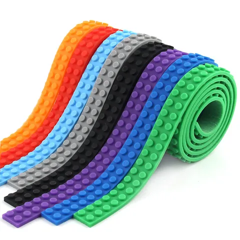 DIY Flexible Building Block Tape Self Adhesive Silicone Strip Washable Soft Block Baseplate Accessory For Kids Educational Construction Toy