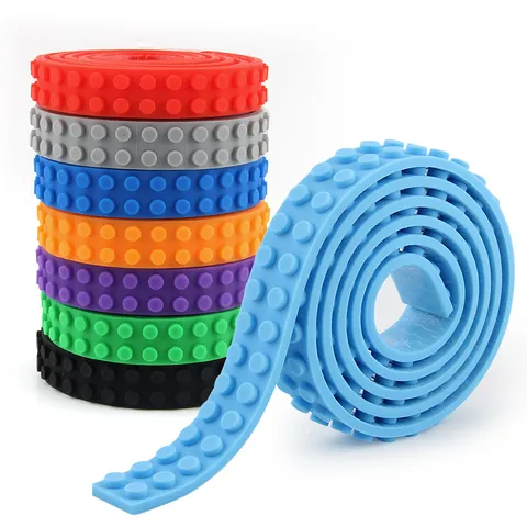 DIY Flexible Building Block Tape Self Adhesive Silicone Strip Washable Soft Block Baseplate Accessory For Kids Educational Construction Toy