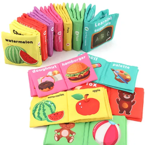 Soft Cloth Book For Infants Toddlers Tear Resistant Washable Early Education Sensory Toy With Fruit Food Animal Theme