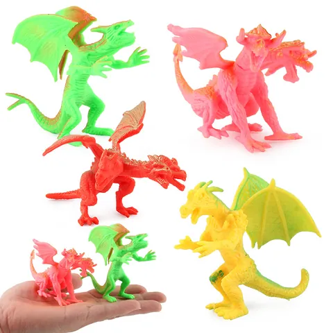 Candy Colored Western Mythical Flying Dragon Simulation Model Toy PVC Hydra And Flying Dragon Figures For Kids Gift Assortment Desk Ornament