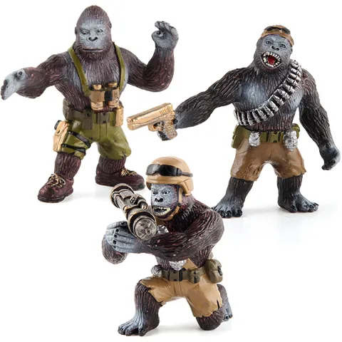 Military Gorilla Soldier Action Figure Set Solid PVC Animal Simulation Model With Detachable Tactical Weapons Miniature War Gorilla Toy For Boys Collection Desk Decor