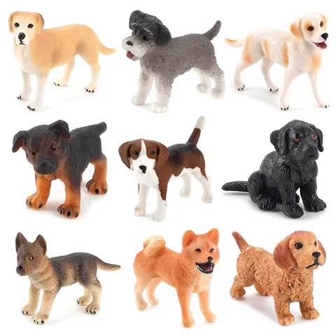 Simulation Dog Models Realistic Mini Puppy Figures PVC Plastic Animal Ornaments Educational Toys For Kids Desk Decor