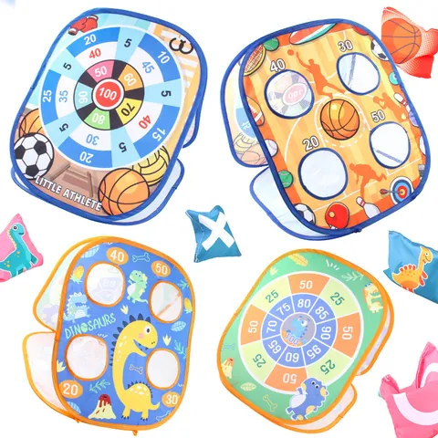Tabellone Gioco Lancio Bambini Pieghevole Bean Bag Toss Con Sacchetti Di Sabbia Palline Appiccicose Dardi Dinosauro Atleta Temi Giocattolo Sportivo