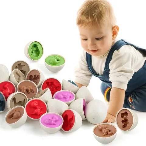 Dinosaur Matching Eggs Educational Color Shape Recognition Sorting Puzzle For Toddlers Early Learning STEM Learning Toys