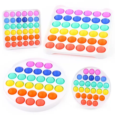 Regenbogen Pop It Fidget Spielzeug Silikon Stressabbau Dekompression Quetschblasen Spielzeug Für Kinder Erwachsene Rund Quadratisch