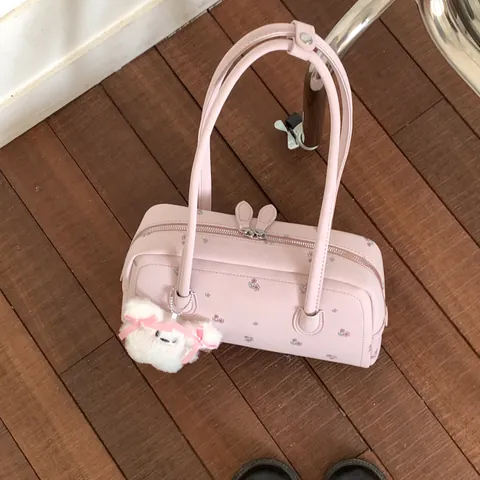 Women Chic Floral PU Leather Underarm Bag Korean Style Shoulder Handbag With Double Straps For Daily Commuting Fashion