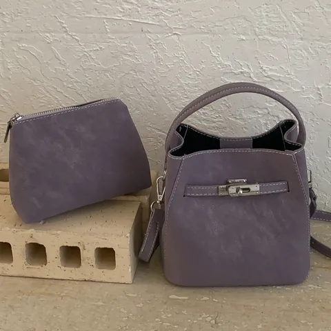Sac Seau En Cuir PU Pour Femmes Et Pochette Texture Litchi Sac À Main Avec Fermoir Tournant En Métal Bandoulière Style Rétro