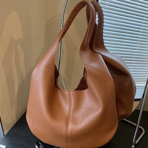 Damen Große Kapazität PU Leder Tragetasche Minimalistisch Hobo Schultertasche Pendeln Kieselmaserung Handtasche