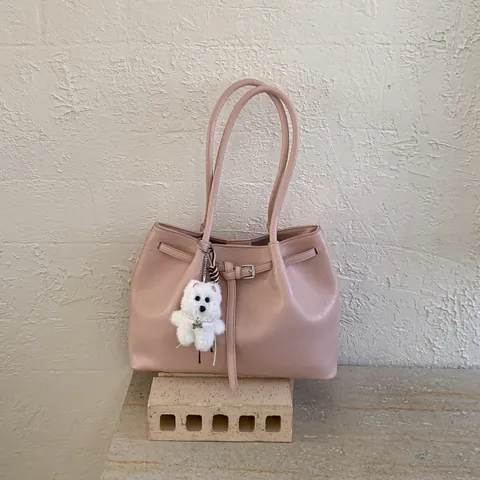 Grand Sac Fourre-Tout Rétro pour Femmes en Cuir PU Minimaliste Sac à Bandoulière Sous le Bras Avec Charme en Peluche pour Bureau Quotidien Travail Sac à Main