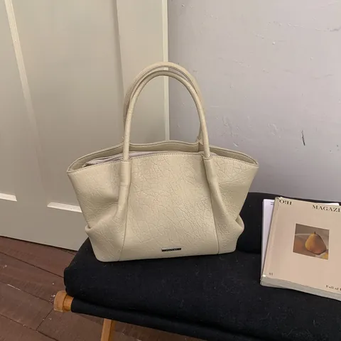 Borsa Tote da Donna in Pelle PU Grande Capacità Retro Texture Stropicciata Borsa a Mano Minimalista Tracolla Regolabile