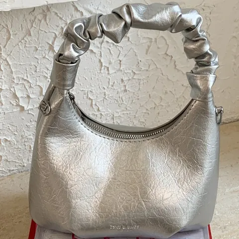 Ruched Handle Half Moon Hobo Bag For Women Fashion PU Leather Shoulder Bag Solid Color Zipper Crossbody Bag Handbag