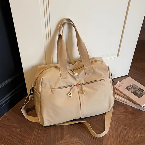 Large Capacity Canvas Travel Bag For Men Women Sport Gym Duffel Bag Handheld Shoulder Bag Multi Pocket Weekend Overnight Luggage