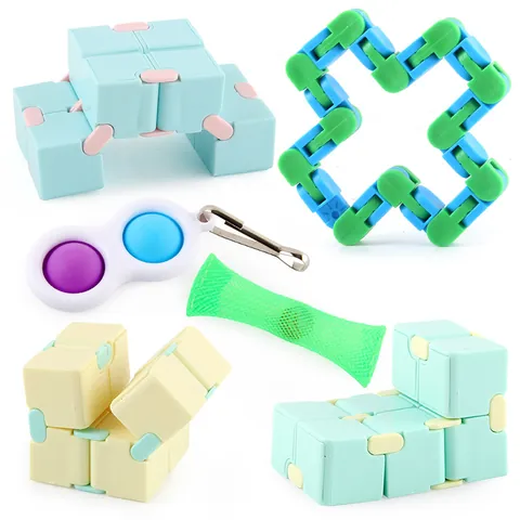 Fidget Toy Collection Silicone Pop It Infinity Cube Wacky Tracks Marble Mesh Sensory Stress Relief Tools For Kids Adults Focus