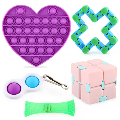 Fidget Toy Collection Silicone Pop It Infinity Cube Wacky Tracks Marble Mesh Sensory Stress Relief Tools For Kids Adults Focus