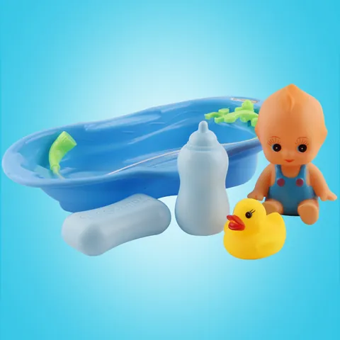 Baby Bath Toy Plastic Bathtub Infant Doll Rubber Duck Squeaky Water Play Toy Fun Shower Activity For Toddlers Kid Toy