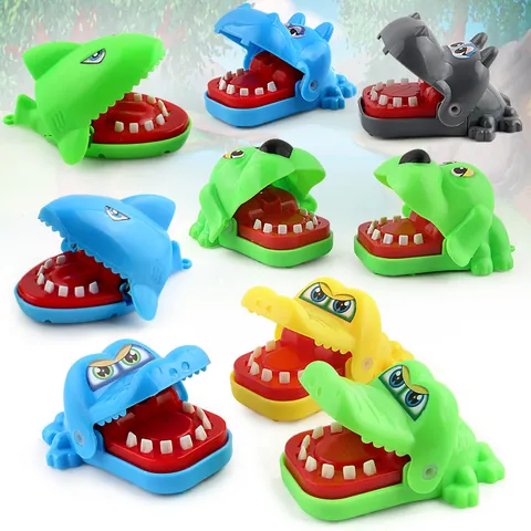 Mini Cartoon Animal Biting Finger Game Toy Portable Shark Hippo Dog Prank Toy No Battery Needed Funny Desktop Game For Kids